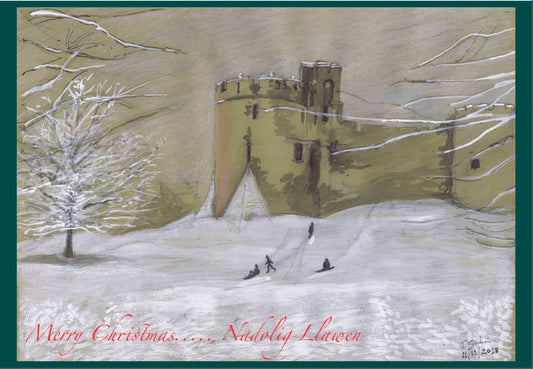 Snowy Chepstow Castle A5 Blank Christmas Card